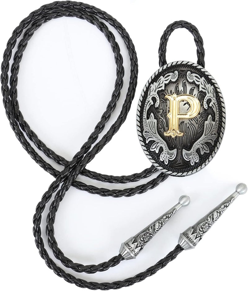 Wentur Bolo Tie for Men - Western Bolo Ties Alphabet Initial Letter ABCDJMR to Z - Western Cowboy Bolo Tie for Women Cowgirl - Image 1